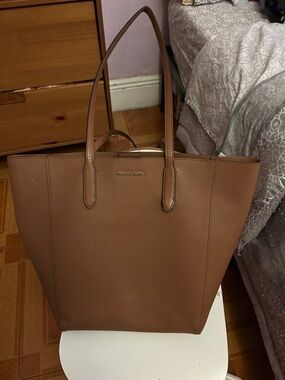 Michael Kors Brown Leather Tote with Gold Logo